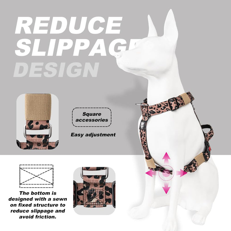 TSPRO Heavy Duty Premium Tactical Dog Harness for Large Dogs, No Pull, Adjustable Fit, Quick-Release Buckle, Padded Handle, Perfect for Hiking, Walking, Running & Training (Leopard Print L 25) L (Neck 21.3 - 34.6", Chest 26 - 33") Leopard Print - PawsPlanet Australia