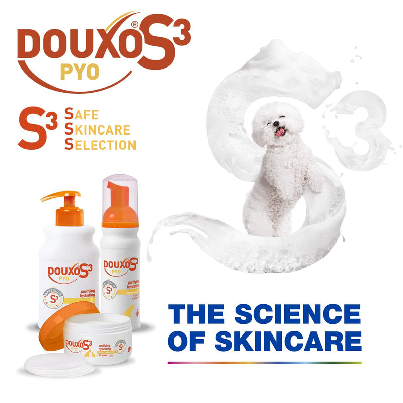 DOUXO S3 PYO Antibacterial and Antifungal Dog and Cat Pads (Wipes) - Veterinary Recommended and Clinically Proven - Hypoallergenic Fragrance - Hot spots - Safe Skincare Selection - 30 pads - PawsPlanet Australia