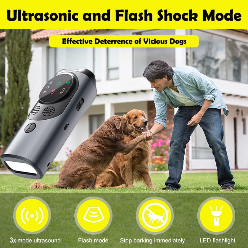 Upgrade Anti Barking Device for Dogs, Multi-Function LED Ultrasonic Bark Control with Flashlight/HD Display, Professional Dog Training Tool with 3X Sonic Emitters Ultra - PawsPlanet Australia