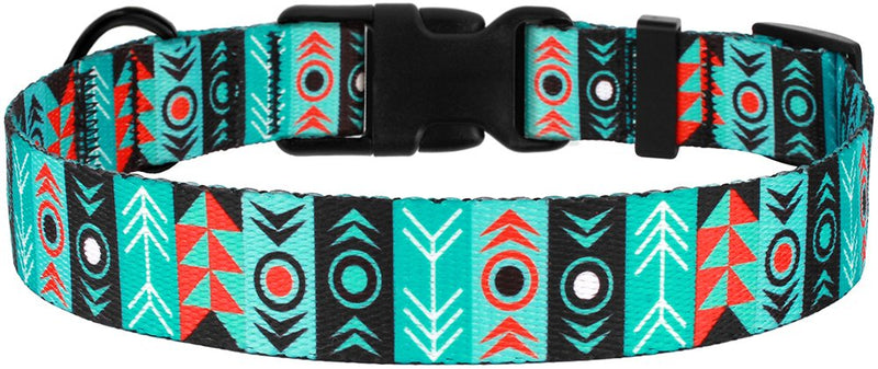 Nylon Dog Collar Buckle Tribal Pattern Pattern 1 12-16 inch 12-16 in Patterned - PawsPlanet Australia