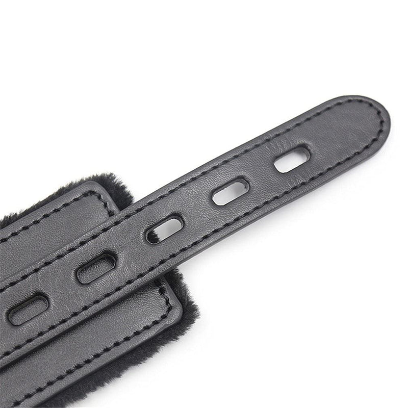 Black Leather Collars Gothic Plush Leather Collars Choker with Chain Detachable Leash Rope Small Pet Collar C3 - PawsPlanet Australia