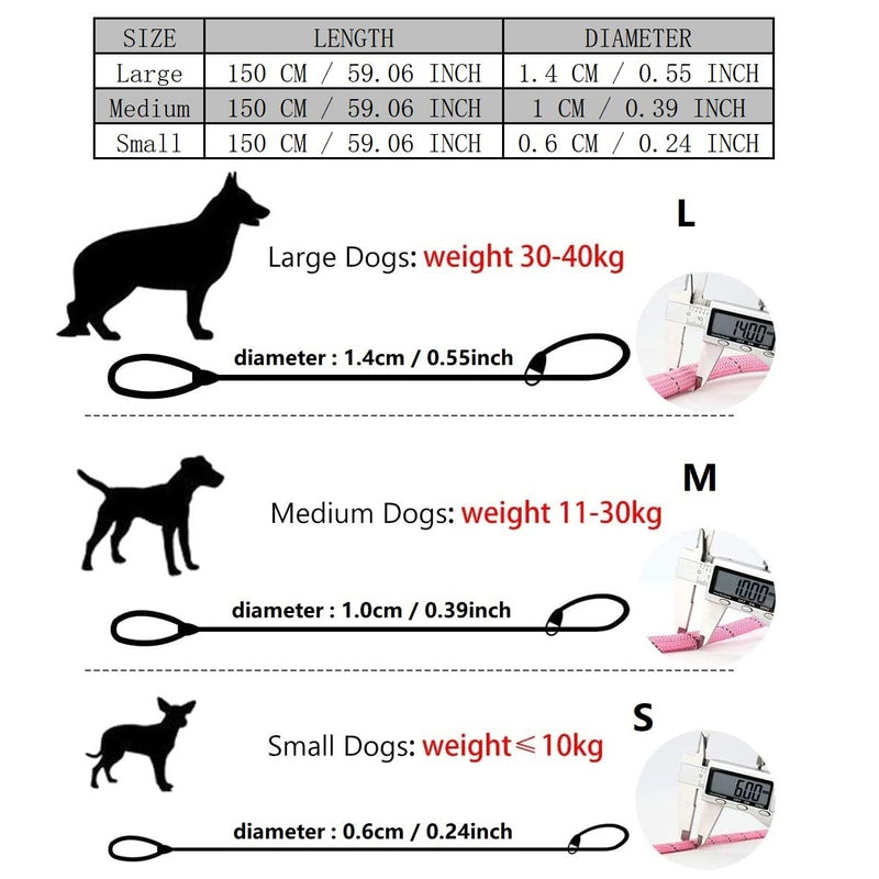 Puppy Pet Cat Dog Leash Collar Basic Accessories Reflective Retractable Dog Rope Pet Traction Belt 5FT(Medium 0.39IN, 24-66LB, Pink) Medium - PawsPlanet Australia