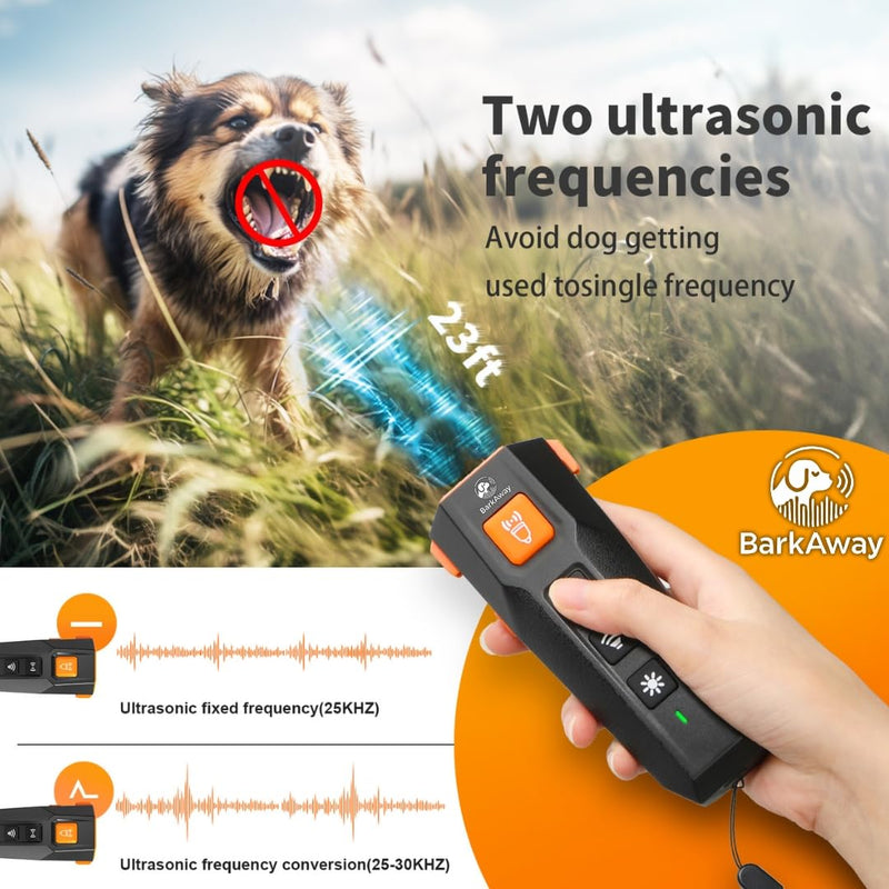 Ultrasonic Dog Bark Deterrent Device - 4 Training Modes, Rechargeable with LED Flashlight, Stop Neighbor's Dog Barking, Humane Long Range Anti-Bark Tool Indoor/Outdoor - PawsPlanet Australia