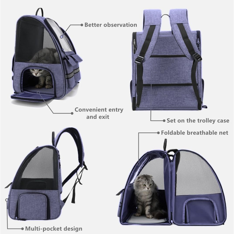 Cat Backpack Carrier Small Dogs Backpack Carrier,Large Space Breathable Cat Bubble Backpack,Shaded Puppy Backpack Carrier,Ventilated for Travel, Hiking,Cycling,Shopping,and Vet Purple - PawsPlanet Australia