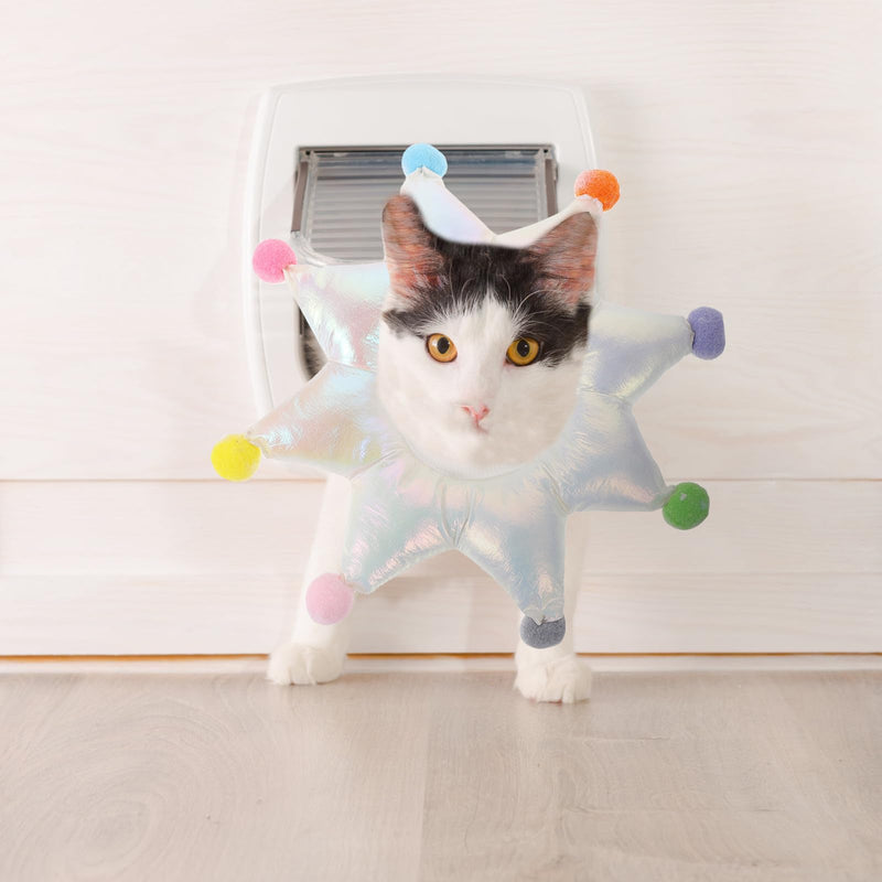 Wei√ües Adjustable fabric recovery collar for cats for wound healing after surgery with protection against licking and scratching during the recovery phase