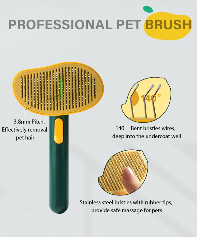 Self-Cleaning Dog & Cat Slicker Brush, Skin Friendly Deshedding Grooming Tool for Long or Short Haired Dogs Cats Rabbits, Dog Shedding Brush with Release Button - Mango Light Mango - PawsPlanet Australia