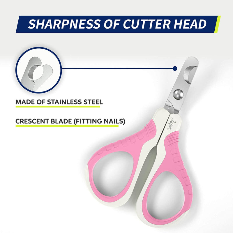 WePet Pet Nail Clippers U07.1, Professional Claw Trimmer, Bended Scissor Special for Cats, Kittens, Dogs, Puppies, Small Animals, White/Thulian Pink #03 White/Thulian Pink - PawsPlanet Australia