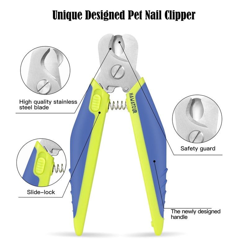 Dog Nail Clippers with Nail File, Professional Pet Nail Trimmers with Safety Guard, Avoid Over Cutting, Grooming Razor for Medium and Large Dog and Cat, Blue Yellow - PawsPlanet Australia
