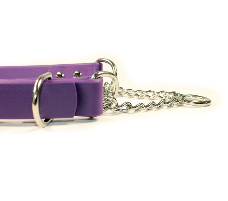 Adjustable Waterproof Martingale Half-Check Stainless Steel Chain Training Dog Collar (Medium: 14"-18", Purple) Medium: 14"-18" - PawsPlanet Australia