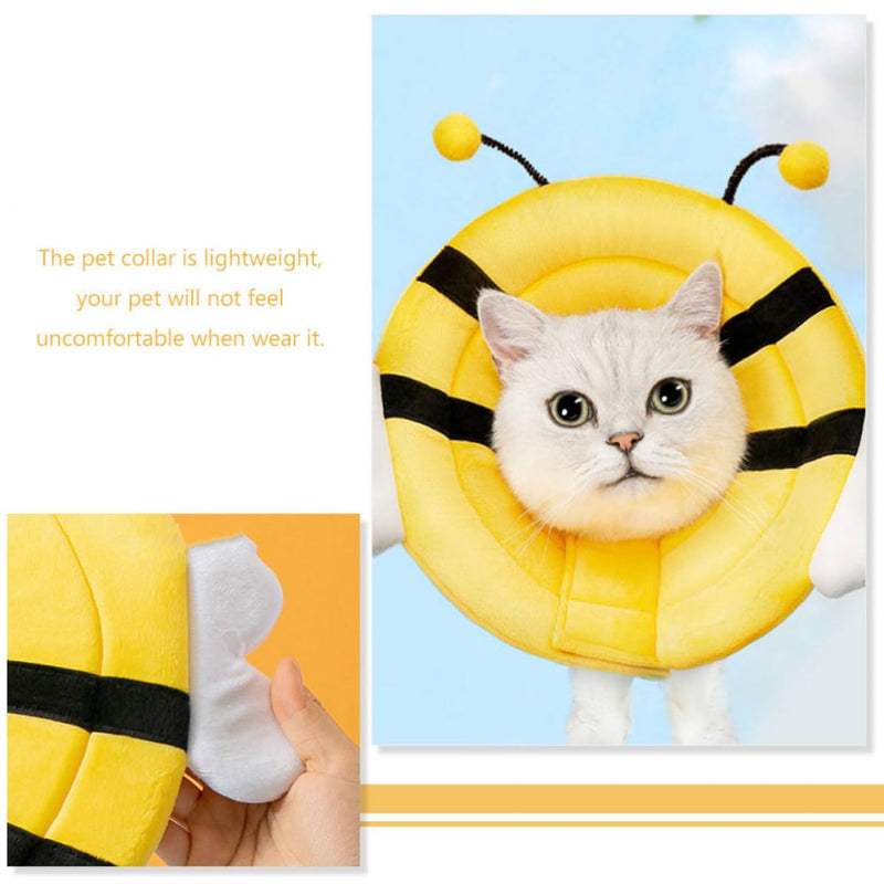 PRETYZOOM Creative Bee Surgery Neck Collar made of Sponge and Cotton Foldable Protective Collar for Dogs and Cats against Scratching and Licking Comfortable Pet Collar