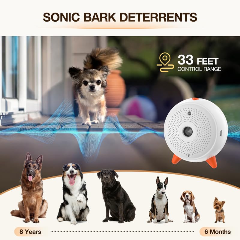 Anti Dog Barking Device, Ultrasonic Stop Dog Barking Automatic, Safe Anti Bark Device Outdoor, Rechargeable & Waterproof Dog Bark Stopper Deterrent Devices 33FT Range, for Puppy Large Small Dogs - PawsPlanet Australia