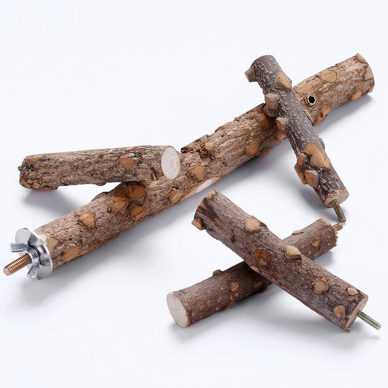 Bird Perch Nature Wood Stand for 3-4pcs Small Medium Parrots (S) S - PawsPlanet Australia