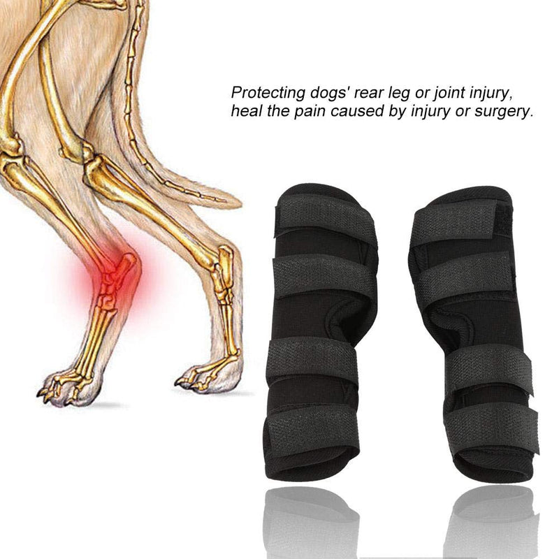 1 Pair Dog Rear Leg Brace Canine Hock Joint Brace Hind Leg Wrap Pet Surgical Injury Bandage for Wound Injury and Sprain Healing of Arthritis(Black, L)