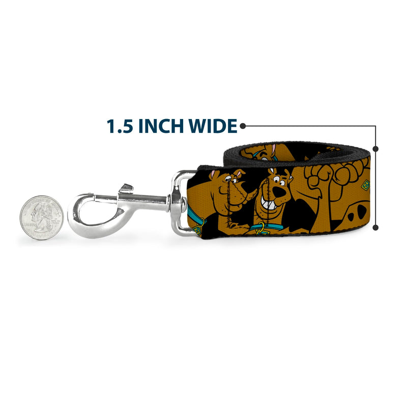 Buckle-Down Dog Leash Scooby Doo Stacked Close Up Black Available In Different Lengths And Widths For Small Medium Large Dogs and Cats, 6 Feet Long - 1" Wide - PawsPlanet Australia