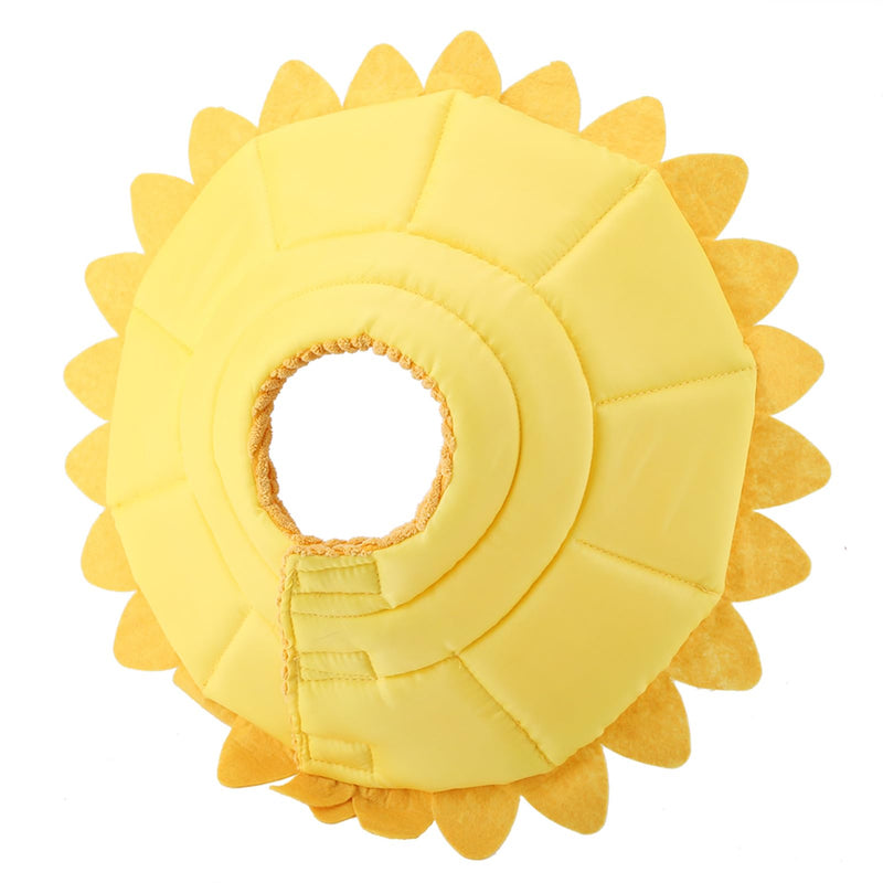 Recovery collar for pets, stylish cotton design for wound healing in dogs and cats, soft and lightweight, sunflower pattern, easy to wear (size 5: neck circumference 29-35 cm)