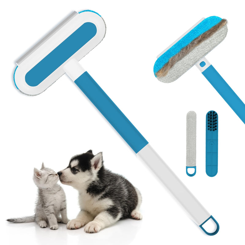 Multifunctional Pet Hair Remover tool, 4 in 1-Reusable Washable Long Handle Dog&Cat Fur Hair Remover for Furniture,Carpet,Couch,Clothes,Bedding,Car,Window,Better than Lint Rollers, with 2 Scrapers - PawsPlanet Australia
