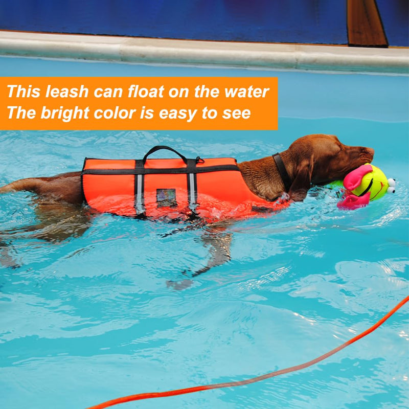 Vivifying Long Dog Leash, 32ft Floating Dog Training Leash, Check Cord Rope Lead with Comfortable Handle for Outside, Hiking, Swimming, Beach and Lake (Orange) Orange - PawsPlanet Australia