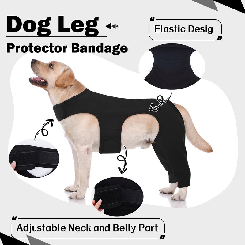 ROZKITCH Dog Surgery Recovery Sleeve Rear Right Left Leg, Pet Prevent Licking Wound Elbow Brace Protector, Dog Recovery Suit Cone Collar Alternative for Sprain ACL CCL Arthritis Joint Care Black XL XL(Chest:24.8-29.9"Back:20.4") - PawsPlanet Australia