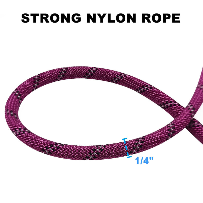 7ft Slip Lead Dog Leash for Small Dogs, Anti-Pull Puppy Training Lead, Lightweight Pet Slip Rope Leash Easy On/Off, Purple 1/4'' x 7 FT - PawsPlanet Australia