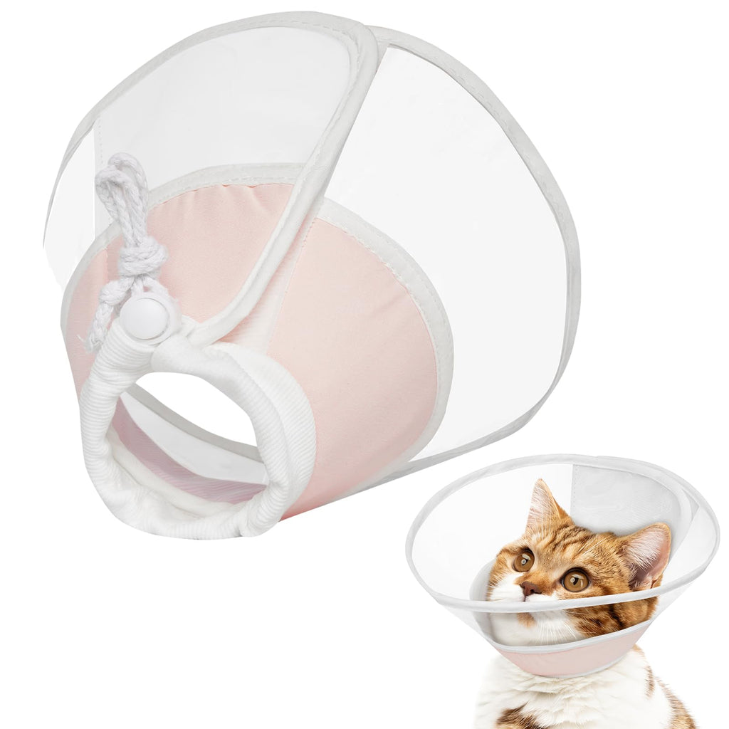 LUCKYPAW Cat Cone Collar Soft, Cone for Cats to Stop Licking and Scratching, Cat Cone Alternative After Surgery for Kittens, Pet Cone for Cats with Drawstrings, No Block Sight Cat Recovery Cone L(Neck:9¾"-12¼") Apricot