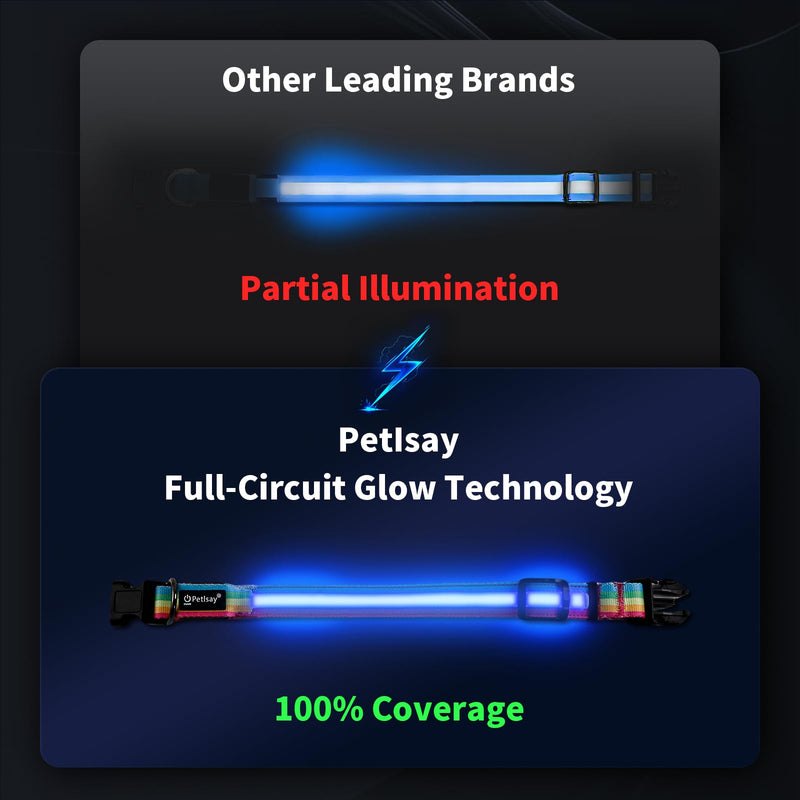 Premium LED Dog Collar for Night Walking - Light up Dog Collar Cycle 7 Solid Colors - Lighted Dog Collars USB C Rechargeable - Waterproof Glow in The Dark Dog Collars - Adjustable, Fashion, Safety(M) Medium (14½ " - 19½ " ) 7 colors (one-click switch) - PawsPlanet Australia