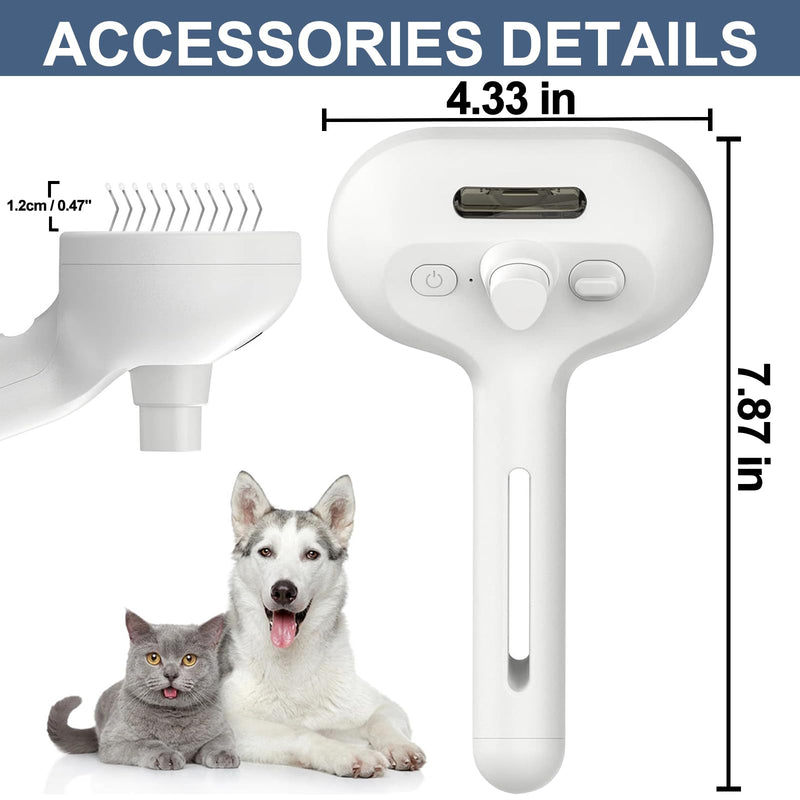 Texsens Spray Cat Brush - Self Cleaning Pet Grooming Brush with Mist & Release Button for Long & Short Haired Dogs Cats, Removing Tangled & Loose Hair - Steamy Cat Brushes for Indoor Cats Shedding - PawsPlanet Australia