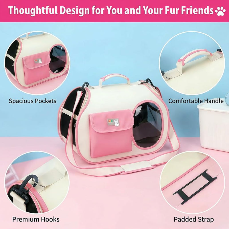 Dog Purse Carrier for Small Dogs-Pet Carrier Purse for Kitty and Puppy Soft Sided Carrier with Breathable Mesh Lightweight Pet Carrier Sling for Outing Travel Vet-Pale Pink Pale Pink One Size