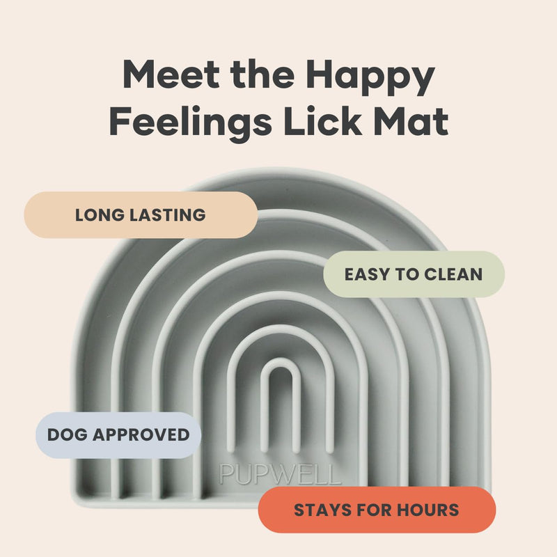 Happy Feelings Lick Mat for Dogs and Cats, Dog Slow Feeder, Anxiety and Boredom Relief (Slate Blue) - PawsPlanet Australia