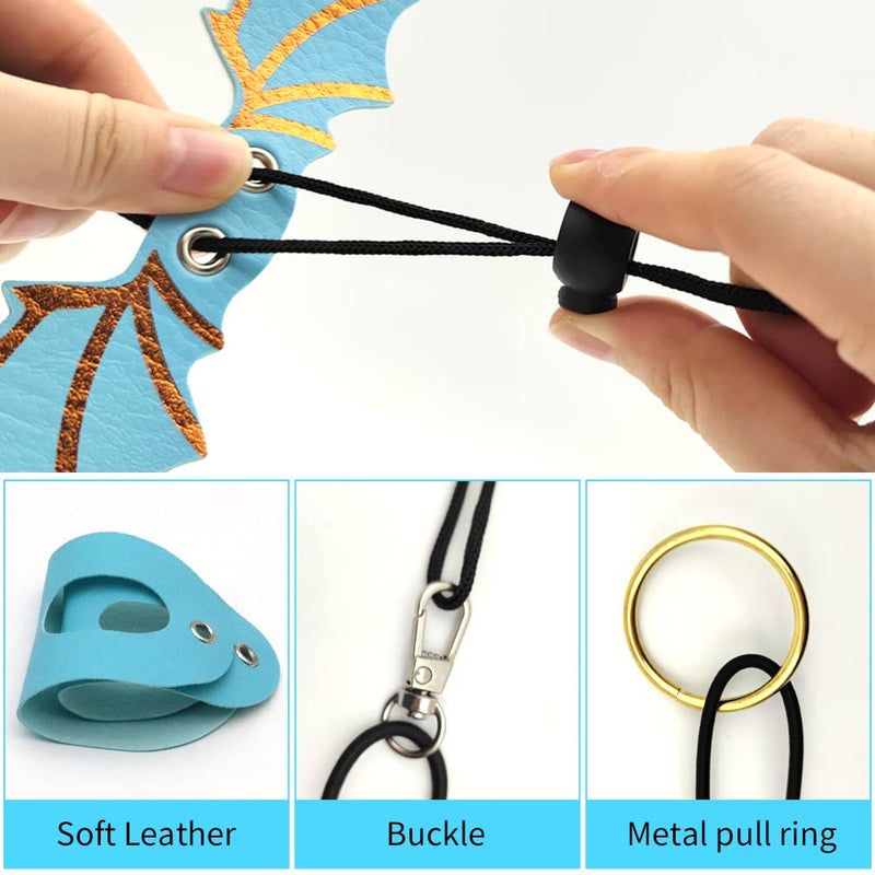 Adjustable Bearded Dragon Leash Harness,3 Size Pack Leather Wings Safty Walking Leash for Bearded Dragon Lizard Reptiles (Blue) Blue - PawsPlanet Australia