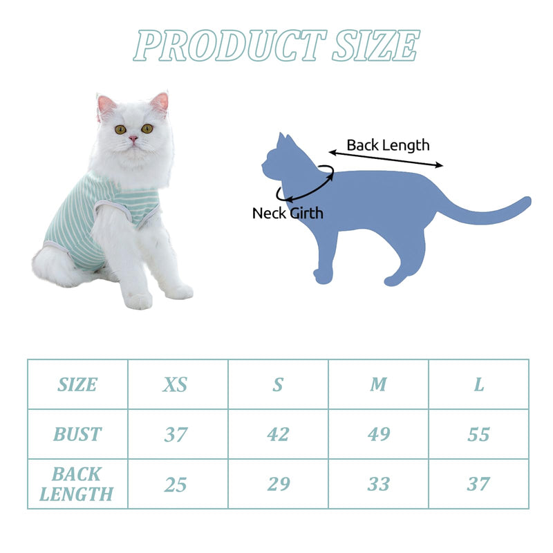 Cat Bodysuit After Surgery, Professional Recovery Suit for Cats After Surgery, Post-Operative Cat Clothes for Abdominal Wounds, Anti-Leak Suit After Castration, Alternative to E-Collar (Green, XS) Green