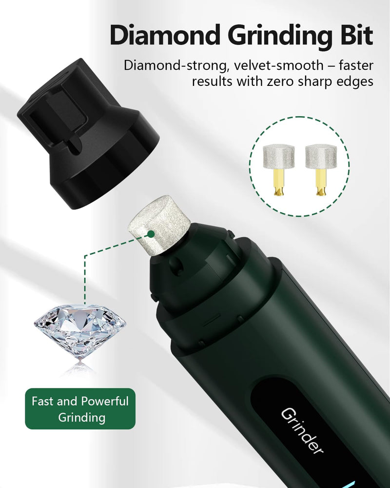 Silent Dog Nail Grinder, Rechargeable Electric Pet Claw Trimmer with Diamond Grinding Head, Safe & Low Noise Nail File for Small, Medium & Large Dogs, Cats and Other Pets
