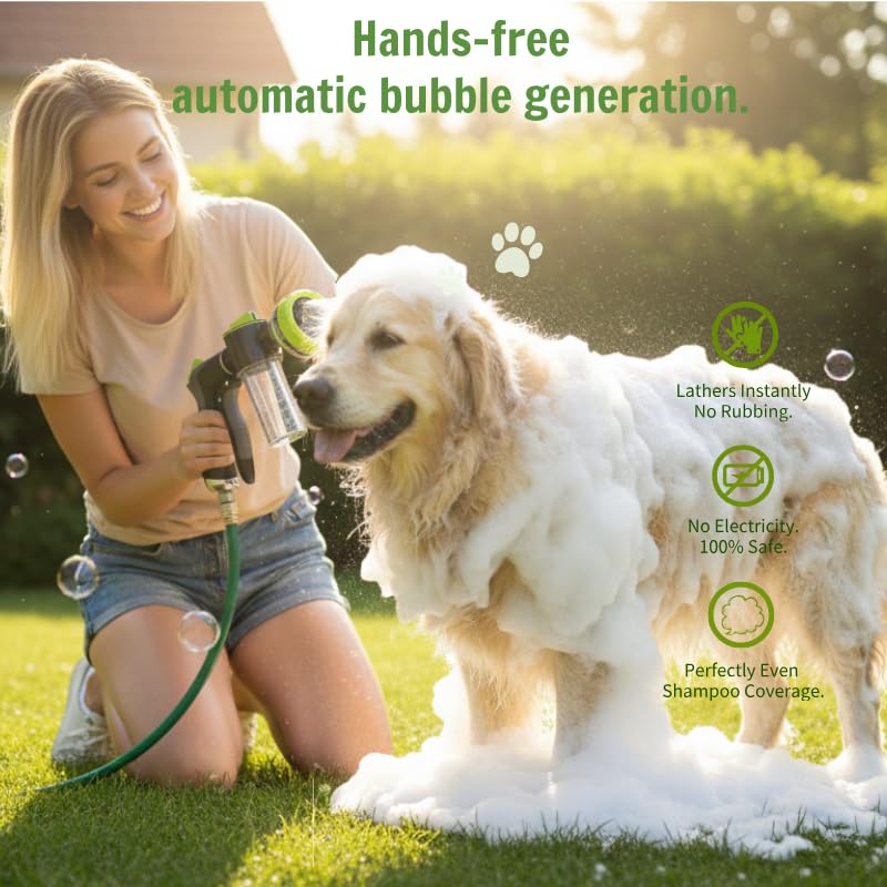 Dog Washing Hose Attachment, 10 Spray Modes and Adjustable Water Pressure Garden Hose Nozzle with Soap Dispenser for Dog Cat Bathing, Also Adopted in Watering Flowers, Car Wash - PawsPlanet Australia