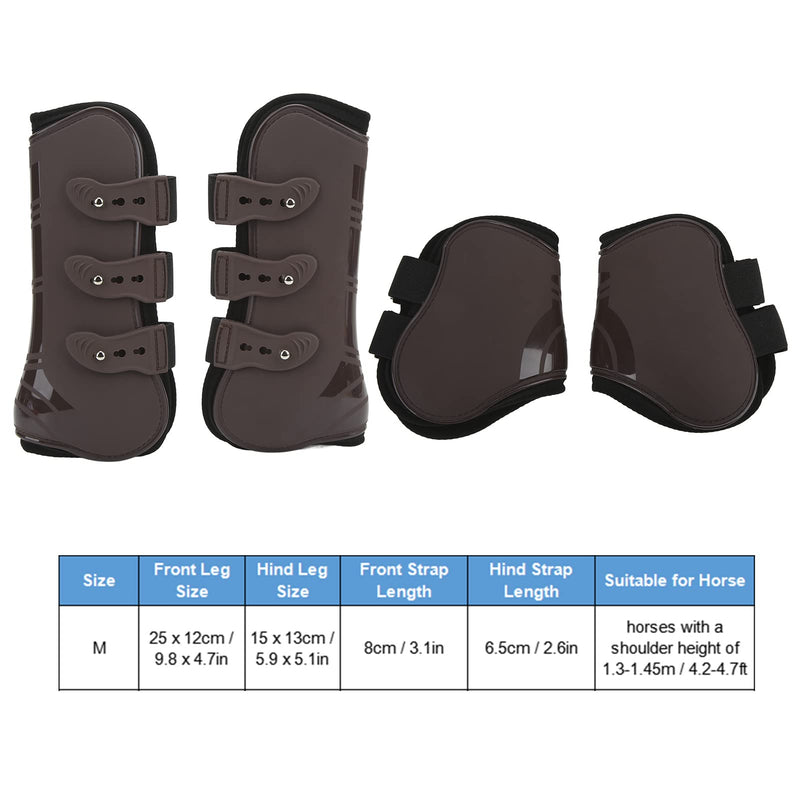 Horse Boots for Front and Hind Legs, 4Pcs PU Horses Tendon Fetlock Brace Guard Boots, Protective Horse Leg Wraps for Riding, Shock Absorbing, Jumping, Horse Gears(M) - PawsPlanet Australia