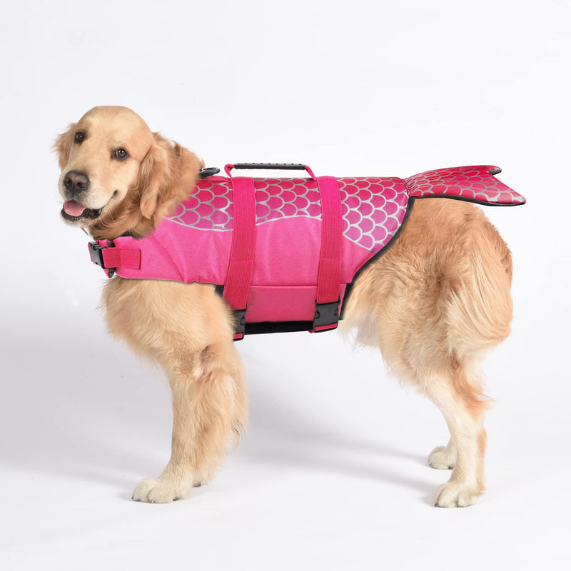 Dogcheer Dog Life Jacket, Cute Mermaid Dog Life Vest for Swimming Boating with Superior Buoyancy and Rescue Handle, Adjustable Puppy Swim Vest Pet Floating Vest for Small Medium Large Dogs(Pink, M) Pink-Mermaid - PawsPlanet Australia