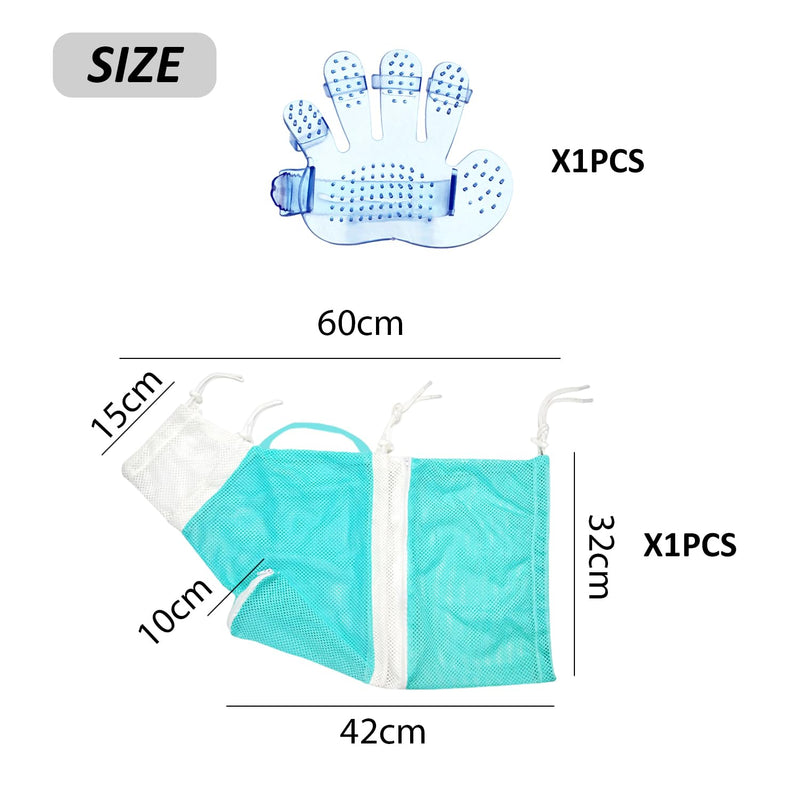 Piece Cat Bath Bag, 1 Piece Massage Brush, Cat Bath Set, Cat Shower Bag, Pet Mesh Shower Bag, Pet Supplies