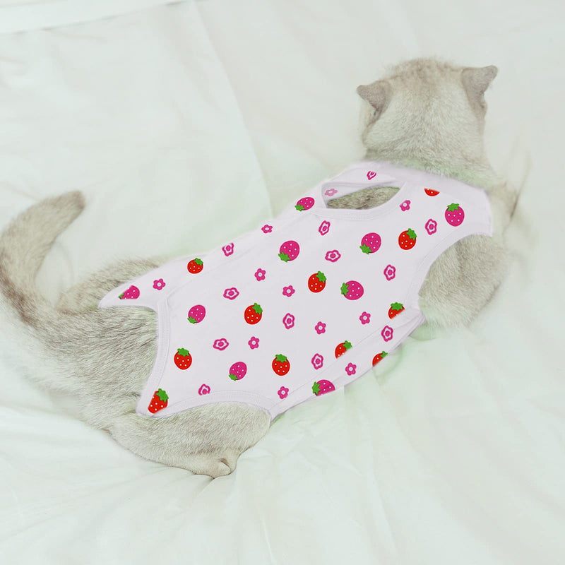 Cat Professional Surgical Recovery Suit,E-Collar Alternative for Cats Dogs,After Surgery Wear, Pajama Suit,Home Indoor Pets Clothing Strawberry XL X-Large - PawsPlanet Australia