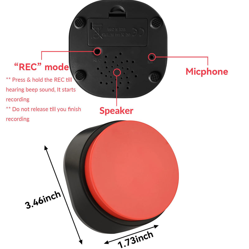 Rechargeable Dog Buttons for Communication Voice Recording Buttons for Pets Cats Dog Training Talking Buttons Sound Button Recordable Answer Buzzer (4 Packs, Red+Yellow+Blue+Green) 4 Packs - PawsPlanet Australia