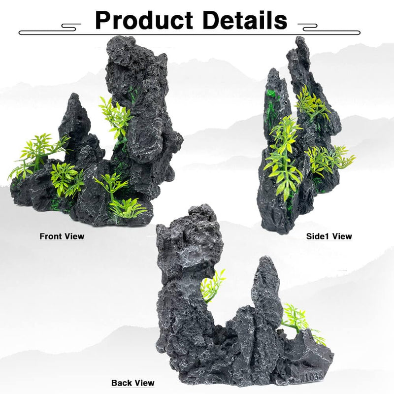 Aquarium Mountain View Stone Ornament - Aquarium Small Rock Decor Cave for Fish Tank,Aquarium Decorations Small,Small Aquarium Decoration for Fish Tank - 7.3 Inches High - PawsPlanet Australia
