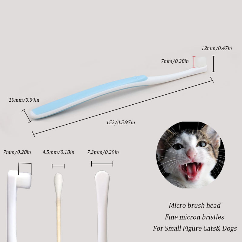 JGocot Small Dog Toothbrush,|Micro Brush Head|Nano Bristle|Soft Pet Toothbrush for Sensitive Gum&Teeth, Dog Teeth Cleaning Kit for Puppy, Kitten, Cats&Miniature Toy Size Dogs Tiny brush head Blue+green - PawsPlanet Australia