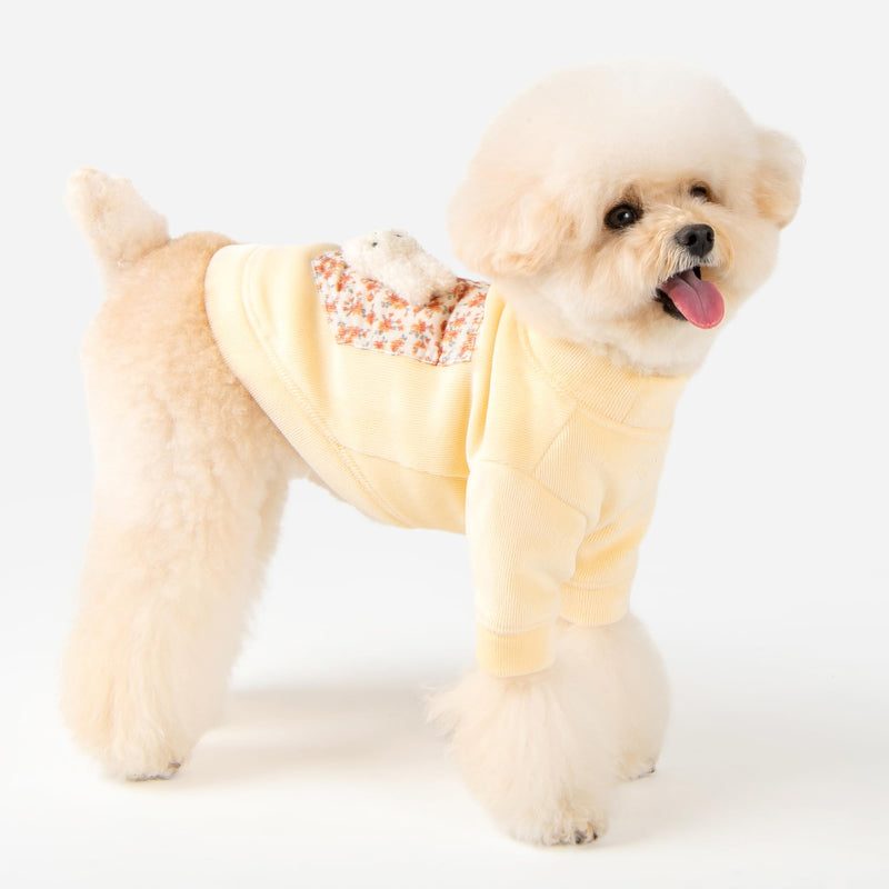 Pinkaholic New York Dora Cute Winter Mock Neck Shirt Flower Pattern for Small and Medium Dogs, Yellow, Medium - PawsPlanet Australia