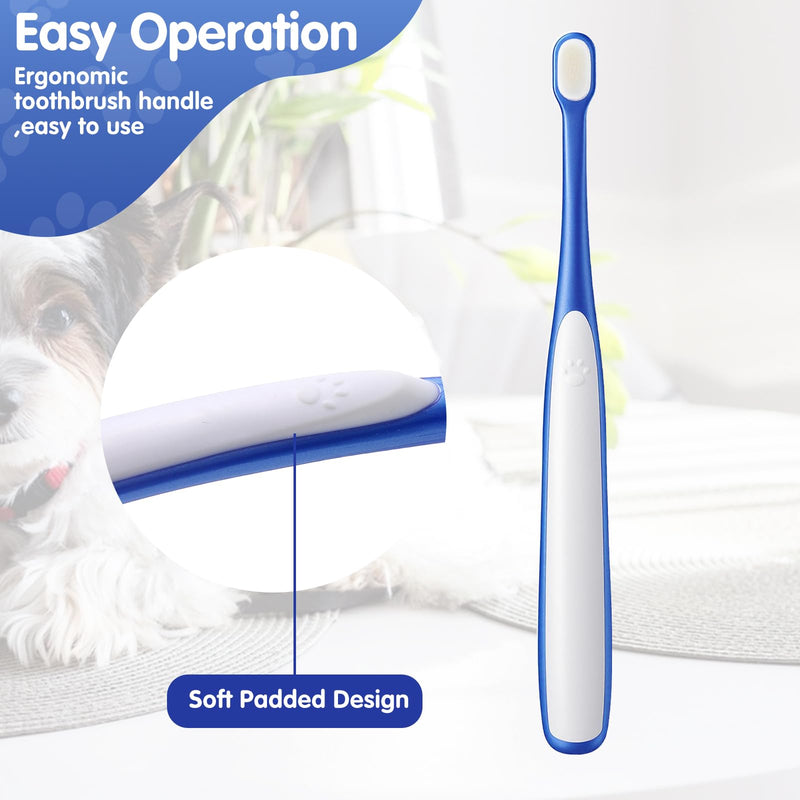 Dog Toothbrush Small Breed, 3 PCS Ultra Soft & Mini Head | Soft Pet Toothbrush, Curved Handle, Gentle Dental Brush, For Yorkie Chihuahua Puppies & Kittens