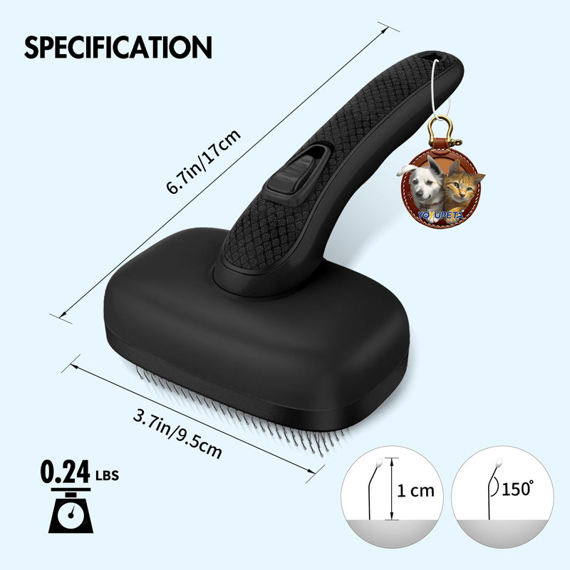 3-in-1 Dog Brush Kit - Self-Cleaning Slicker Brush & Undercoat Rake | Professional Deshedding Grooming Tool for Moulting & Mats | Ideal for Long Hair & Double Coated Dogs Cats | Black