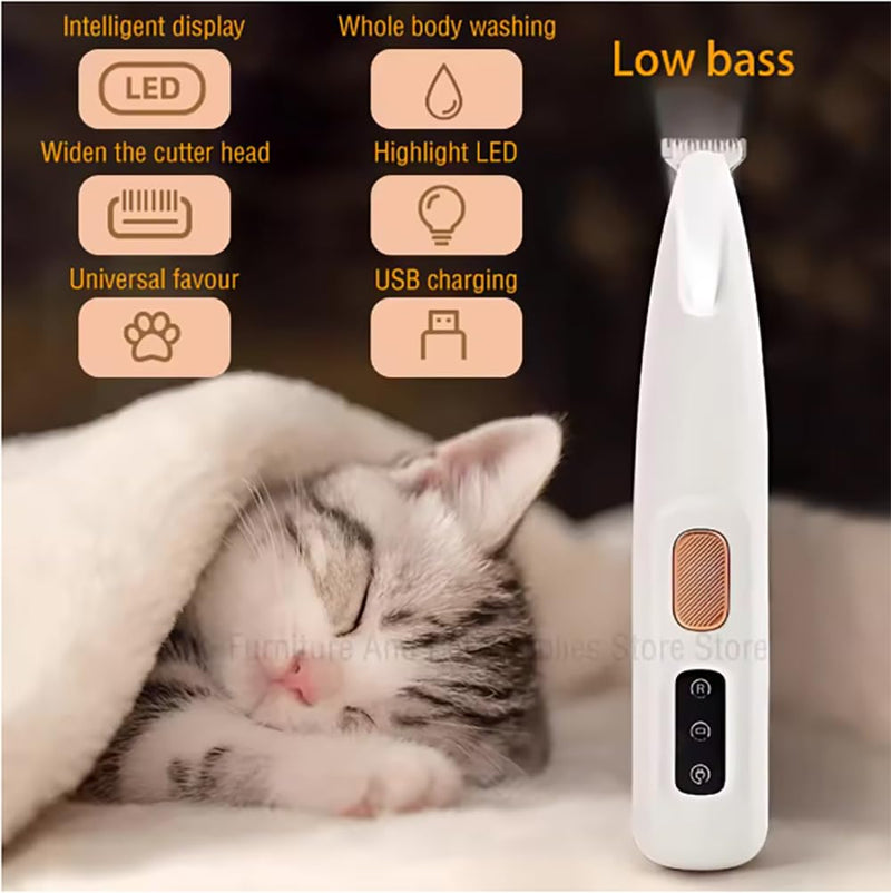 Dog Paw Trimmer, 35 dB Low Noise, 18 mm Widen Blade, LED Display, Rechargeable, Waterproof, Clipper for Dogs and Cats White - PawsPlanet Australia