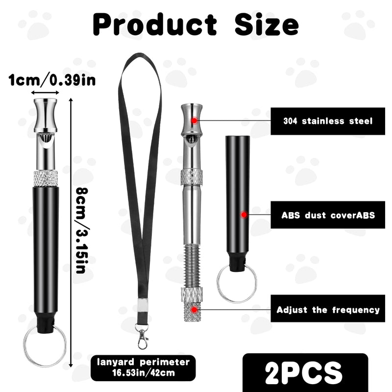 2 Pack Dog Whistle to Stop Barking Neighbors Dog, Dogs Whistle Training Whistles with Lanyard Adjustable Ultrasonic Silent Dogs Recall Whistles Effective Recall & Long Range (Black) - PawsPlanet Australia