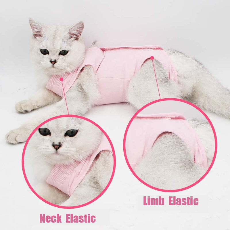 Yeapeeto Cat Professional Recovery Suit for Abdominal Wounds and Skin Diseases, E-Collar Alternative for Cats and Dogs, After Surgey Wear Anti Licking, Recommended by Vets（Pink,S Small (Pack of 1) Pink