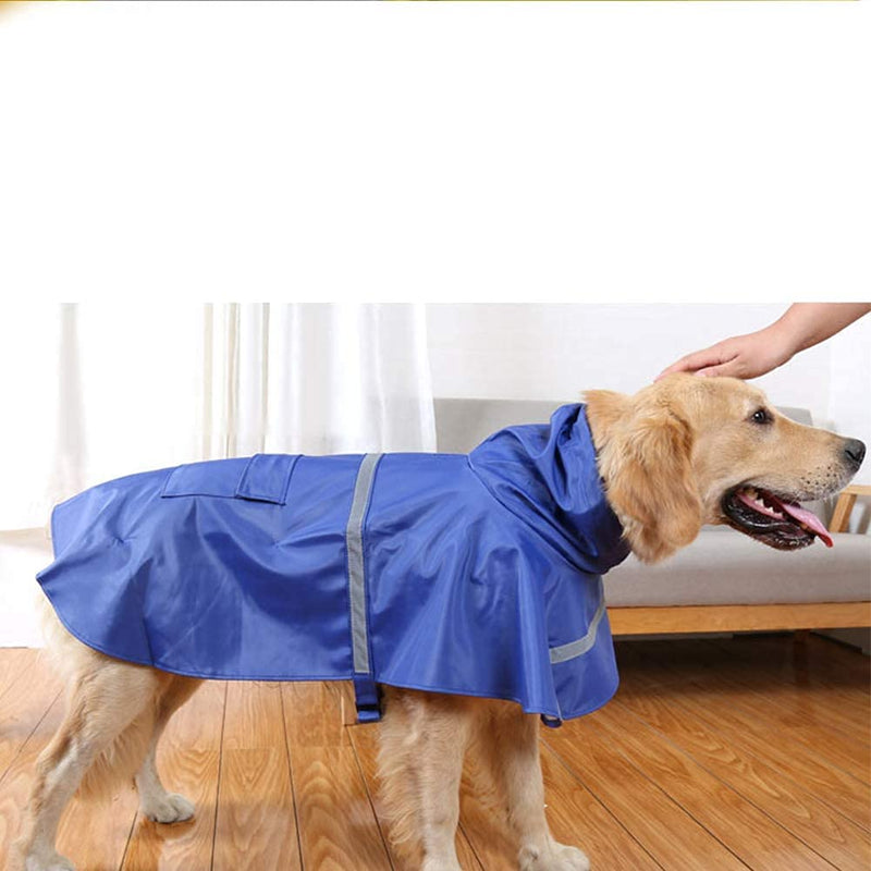 Large Dog Raincoat Adjustable Pet Waterproof Clothes Lightweight Rain Jacket Poncho Hoodies with Strip Reflective(Dark Blue,XL) Dark Blue XL