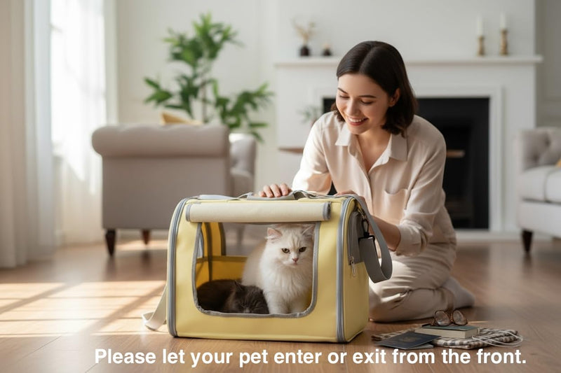 Tristan Home Premium Faux Leather Pet Carrier, Ventilated Travel Bag with Mesh Windows, Shoulder Strap, Pocket, Medium, Suitable for Pet Under 15lbs (Mint Green) Mint Green - PawsPlanet Australia