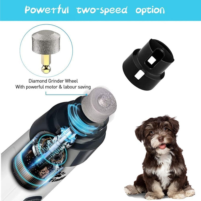 Silent Groom Pro Nail Grinder Cordless, Silent Groom Pro for Dogs and Cats, Dog Nail Trimmer Quick USB Charge with Replacement Grinding Heads (1+2*Replacement Head) - PawsPlanet Australia
