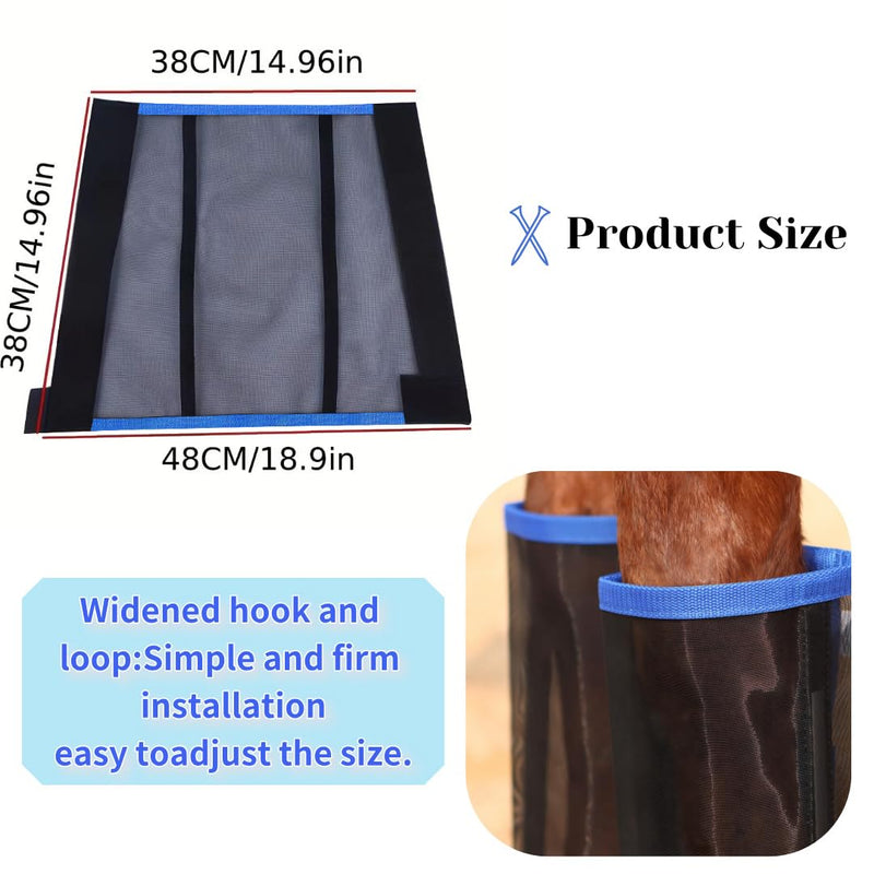 Fly Boots for Horses – Set of 4 Breathable Mesh Horse Fly Leg Guards, UV Protective Lightweight Fly Protection, Reduce Stomping & Insect Stress for Riding, Training, Pasture & Trail Riding – Blue