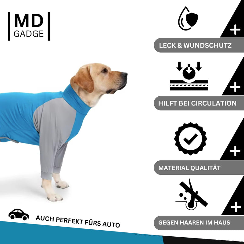 Dog suit against hair - surgical protective suit/dog overall anti-shedding - wound protection dog clothing - dog bodysuit with legs for protection and against hair in the house (Blue, S) Blue